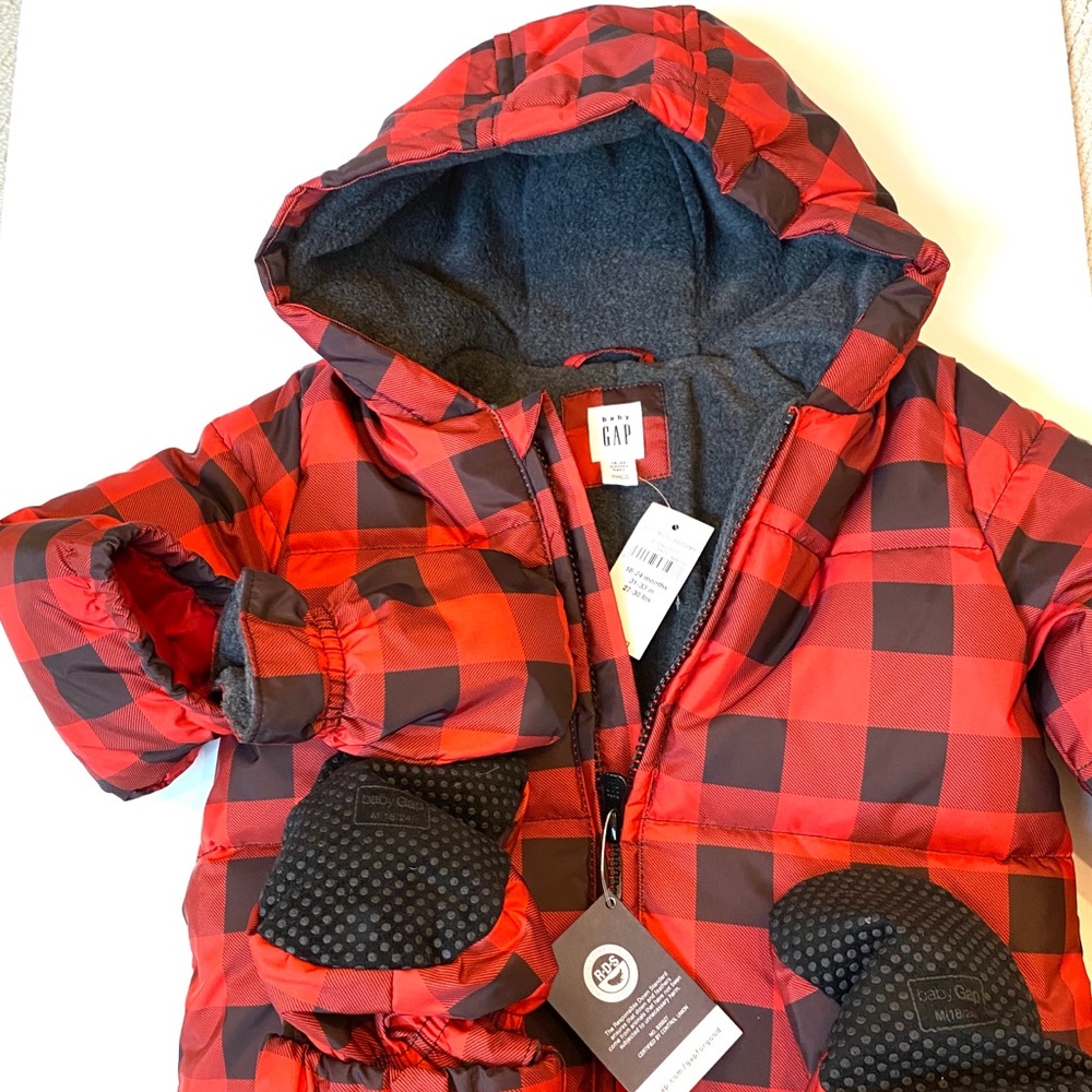 Baby Gap Red and Black Check Snowsuit